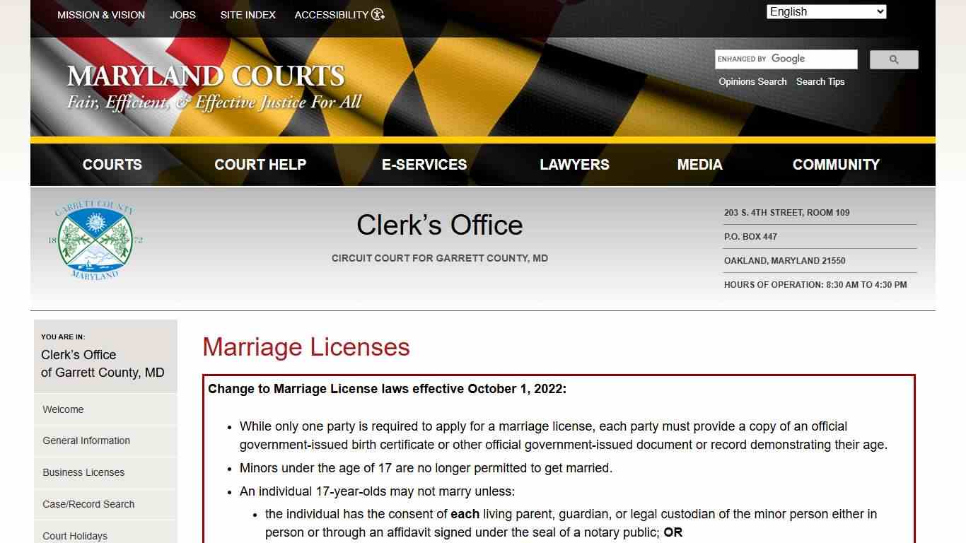 Marriage Licenses | Maryland Courts